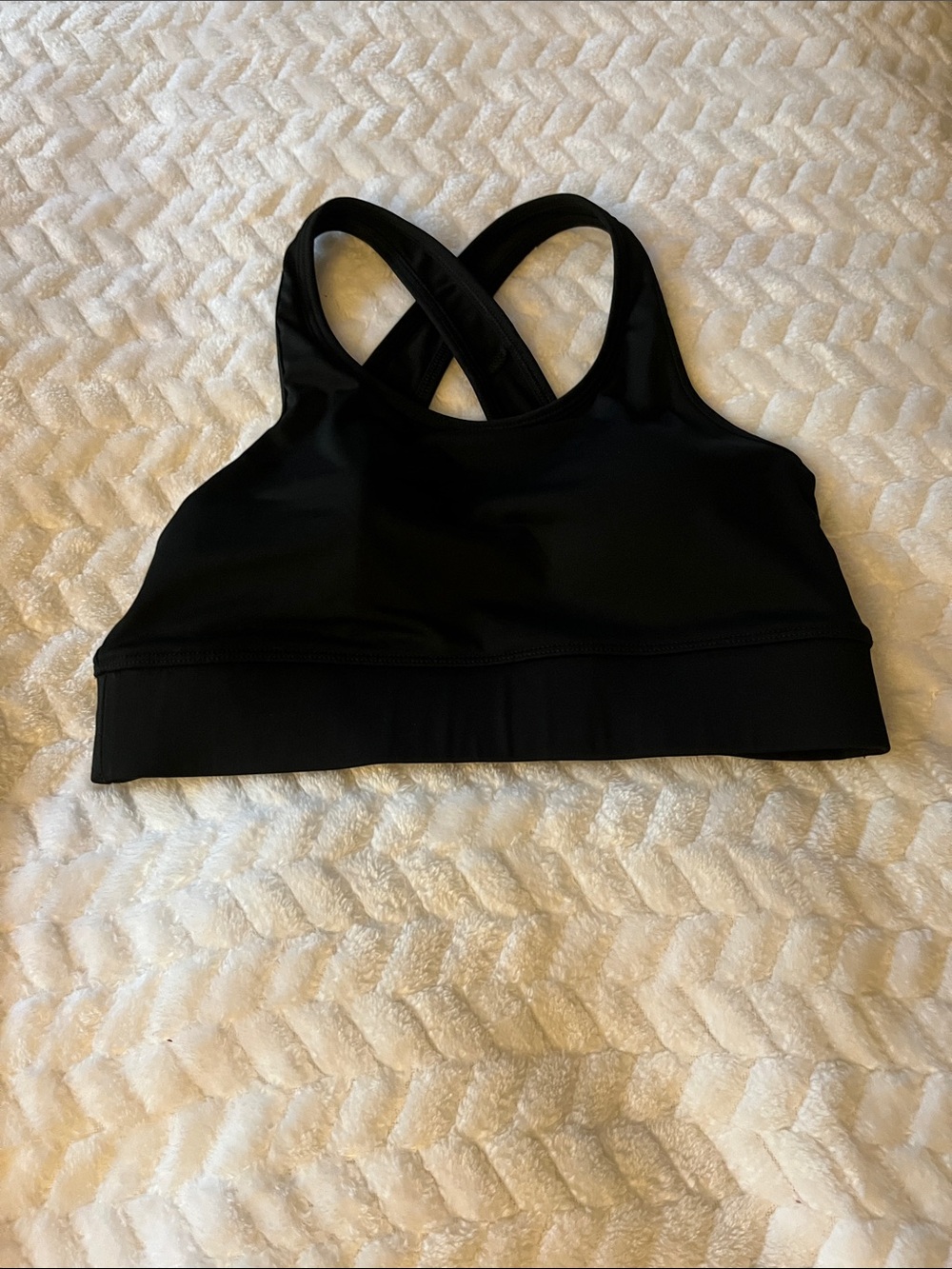 Varsity Black Racerback Cross-Strap Sports Bra